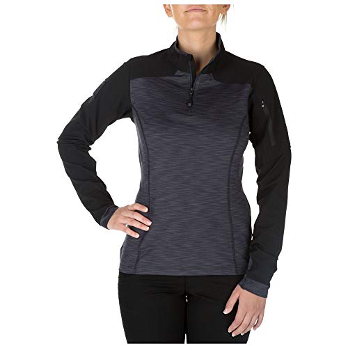 5.11 Tactical Women's Rapid Half Zip Sweatshirt, Polyester/Spandex, Moisture Wicking, Charcoal, X-Large, Style 62381
