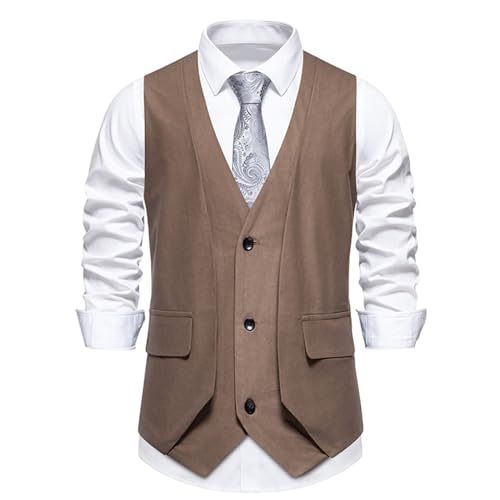 Men's Dress Vest Vintage Classic Wedding Prom Party Layered Button Vest Waistcoats Regular Fit Groomsmen Formal Vests