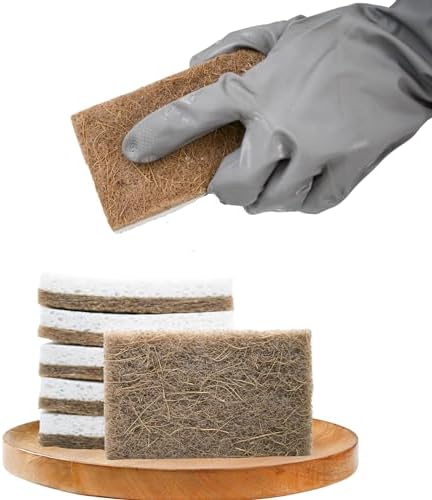 Eco Essentialz Plant-Based Multipurpose Cleaning Sponge Wood Cellulose Reusable Biodegradable Eco-Friendly Kitchen Bathroom Dish Compostable Scrubber 6-pk