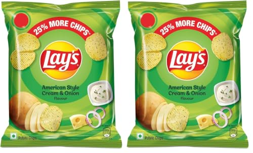 Image of Lays Potato Chips - American Style Cream & Onion 26.5 /30.5g (Pack of 2)