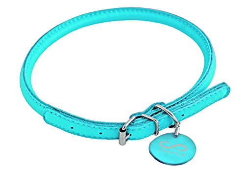 CHAPUIS SELLERIE Glamour Collar Ajustable Redondo de Piel para Perro/Gato Azul diámetro 6u00a0mm Longitud 17u00a0u0096u00a020u00a0cm, Talla XS