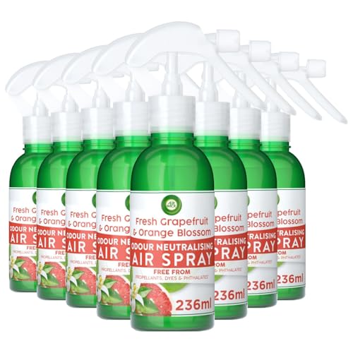 Airwick Air Freshener Spray Fresh Grapefruit & Orange Scent 8 Pack Long-Lasting Home Fragrance Air Care Instant Odor Neutralizer Quick Freshening
