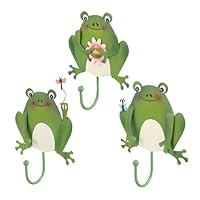 IMIKEYA 3pcs Frog Shaped Wall Hooks Heavy Duty Iron Decorative Towel Key Coat Hangers for Bathroom Kitchen Entryway with Playful Cartoon Design