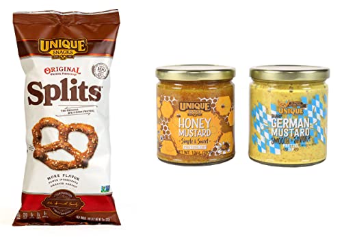 Unique Snacks Bundle Pack, 6 Pack Original Splits, 1 Pack German Mustard and 1 Pack Honey Mustard image 2