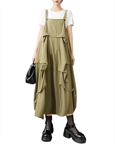 ellazhu Women's Pants Solid Flowy Hem Two Side Pockets Casual Loose Fashion GZ5264