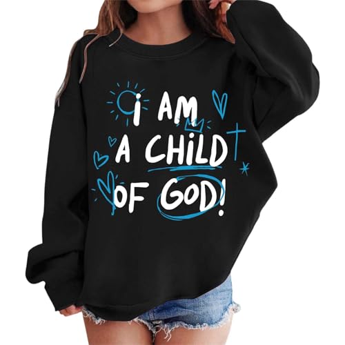 Sweat-shirt fille col rond pull décontracté noir vêtement enfant 8-9 ans