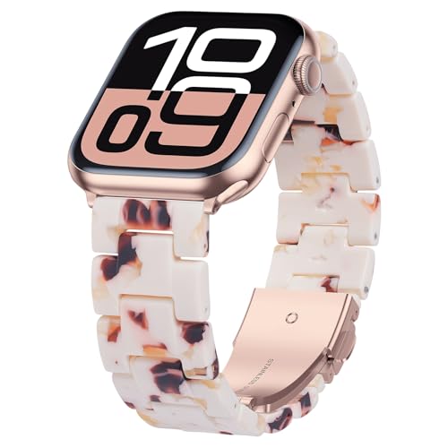 Image of iiteeology Compatible with Apple Watch Band 42mm 41mm 40mm 46mm 45mm 44mm, Light Resin with Stainless Steel Replacement Wristband for iWatch Ultra 3 /Ultra 2 49mm Series 11-1 SE 3