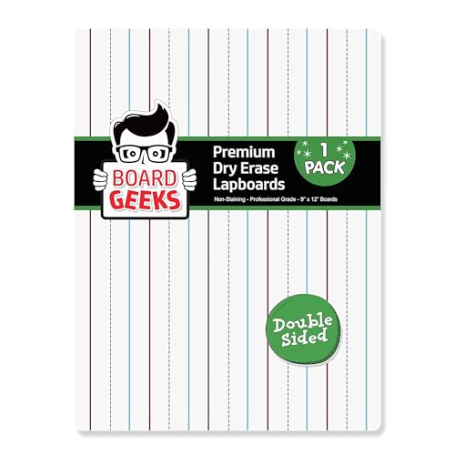Board Geeks 1 Small Dry Erase Board for Kids - White Board for Kids | Individual Dry Erase Board for Kids - Portable Kids Mini Whiteboard | Double Sided Small White Boards | Lined and Plain, 9"x12"
