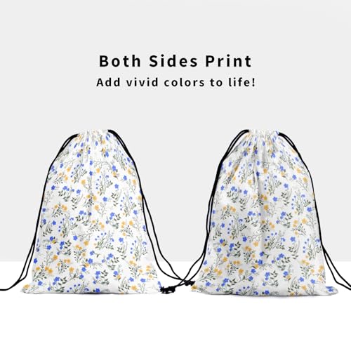 Image of Nerxy Floral Grip Bag - Spring Summer Gymnastics Grip Bag Wildflower Gymnasts Gym Bag Blue Yellow Drawstring Gift Bag Gym Storage Pouch for Sports Party Favors