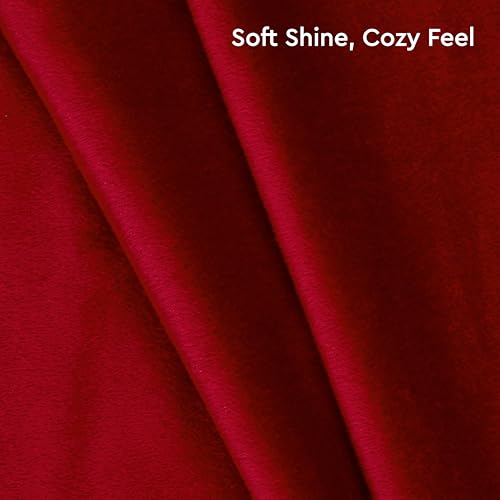 Image of Encasa XO Velvet Throw Pillow Covers 16x16 in (40x40 cm) - Red - No Inserts, Pack of 2 Cases | Solid Plain Dyed Soft & Smooth, Square Decorative Cushion Covers for Living & Bedroom