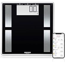 Soehnle Shape Sense Connect 50 with Bluetooth Personal Scales Plus App, Scales for BIA Premium Body Analysis, Body Fat Scales with Large LCD Display, Black