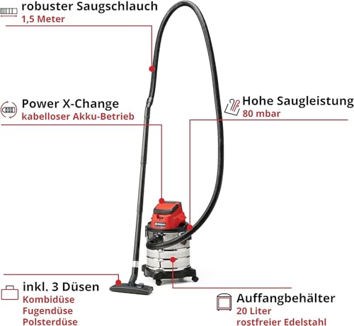 Einhell Akku-Nass-Trockensauger TC-VC 18/20 Li S-Solo