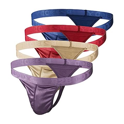 Satin Mens Sport Thongs Underwear Silky Sexy Man G String Thong Undie Multi Pack, Fire, X-Large Cover
