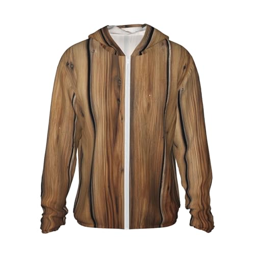 UPF 50+ Sun Protection Hoodie Long Sleeve Wood Grain Sun Shirt Rash Guard Fishing Shirts for Men