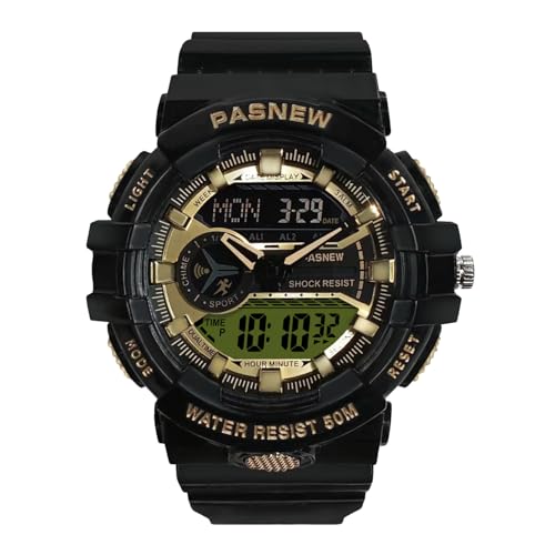 Image of PASNEW Boys' Watches - Dual Display, Large Dial Sport Watch, Black Outdoor Watch for Boys & Teens - Waterproof