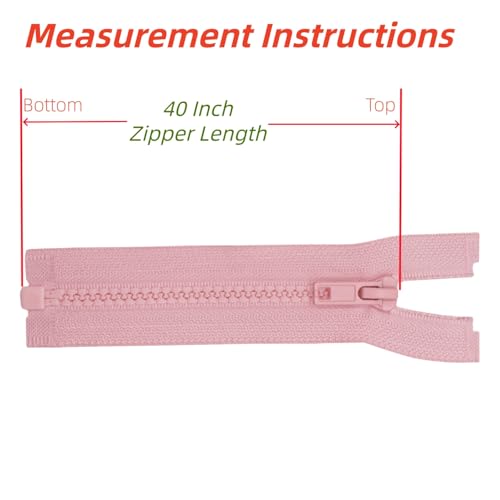 Image of YaHoGa 2PCS #5 40 inch Separating Jacket Zippers for Sewing Coats Jacket Zipper Replacement Pink Plastic Zippers Bulk (40 inch Pink)