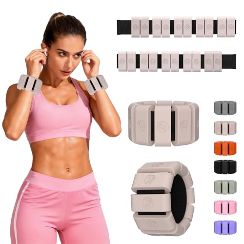 Sonkoloro Adjustable Wrist Weights for Women Men Leg Weights for Women 0.75lb-1lb-1.3lb Each for Walking Yoga Dance Barre Gym (Flesh-colored 2LB(2 Pcs))