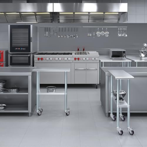 Image of AmGood 12 inch Long x 30 inch Deep Stainless Steel Table with Casters