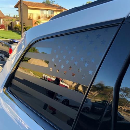 Image of American Flag Decal Car Rear Side Window Sticker Matte Black Rear Quarter Window DIY Sticker Left and Right Side Window Cling Car Exterior Decoration Accessories, for Dodge Charger 2011-2020