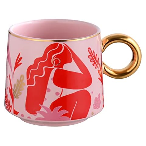 WishDeco Porcelain Ceramic Coffee Mug, Tea Cup Coffee Mug Dishwasher Safe Ceramic Milk Cereal Beverage Cup, 480ml 16 oz Funny Red Gift for Her Wife Mom Daughter Sister Aunt Friends Coworker Cover