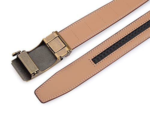 Image of Lingli Men's Belt,Ratchet Dress Belt with Automatic Buckle Brown /Black-Trim to Fit-35mm wide