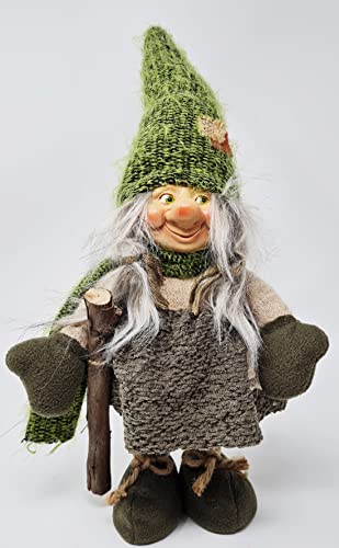 Jürgen Schleiß Konfektion Deko Figur Wichtel Gnom Zwerg grün mit Zöpfe...