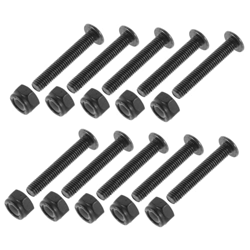 Abaodam 10pcs Black Surfboard Screws Kit Durable Self Tapping Screws Nuts for Secure Connection for Skateboards and Sports Gear Repair and Replacement