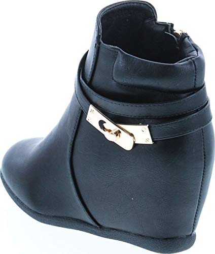 Cici-9 Womens Comfy Almond Toe Platform Hidden Wedge Ankle Bootie3