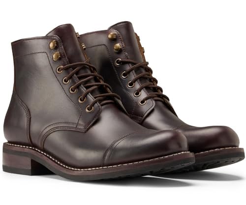 SUREWAY 6" Men's Lace-up Ankle Boots - Cap Toe, Captain Genuine Leather Lace up Chukka Boots for Men,Classic Comfort Oxford Style Footwear3