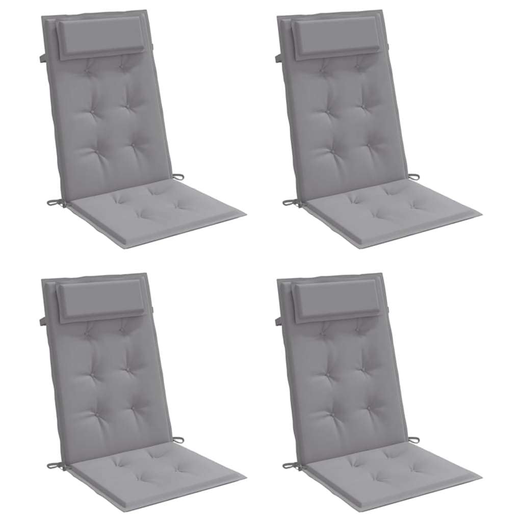 4er Set Hochlehner-Auflagen Grau, Komfortable Gartenstuhlauflagen aus Oxford-Gewebe, 120 x 50 cm Stuhlkissen für Gartenstühle und Hochlehner, Bequeme Polsterauflagen für Draußen
