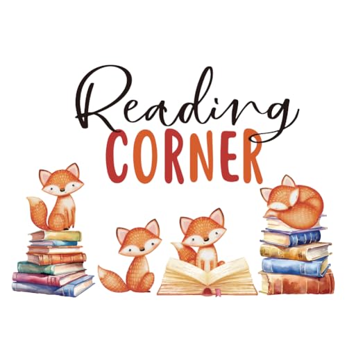 SUPERDANT Reading Corner Wall Decal Cute Animals Reading Wall Sticker Foxes Reading Books Art Decoration Vinyl Wall Decals for Classroom Reading Room Kid's Bedroom Wall Decoration Back to School - Image 3