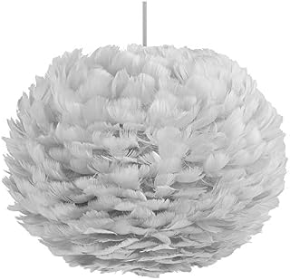 Beautify Grey Feather Easy Fit Ceiling Pendant Light Shade Contemporary Indoor Lamp for Living Room, Bedroom, Dining Room or Study, 40cm
