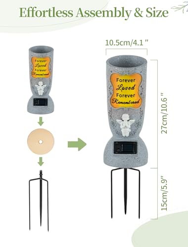 Solar Cemetery Grave Vase: 1 LED Angel Flower Vase with Spikes for Graves - Grave Flower Holder for Cemetery Decorations - Outdoor Memorial Vases for Loss of Loved One image 1