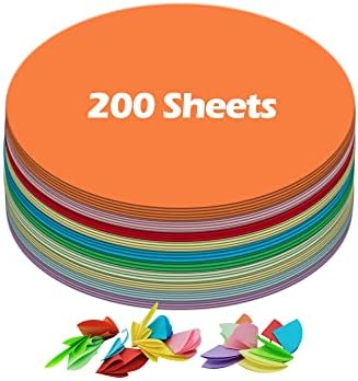 Ezyaid Construction Paper Circles with Assorted Colors 6 Inch, Colored Craft Paper 200 Sheets for Kids Arts and Crafts, School Crafting Supplies for Kids