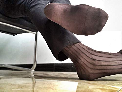 Male Dress Tube Formal Wear Sheer Suit Men Transparent Stripe Business Socks2