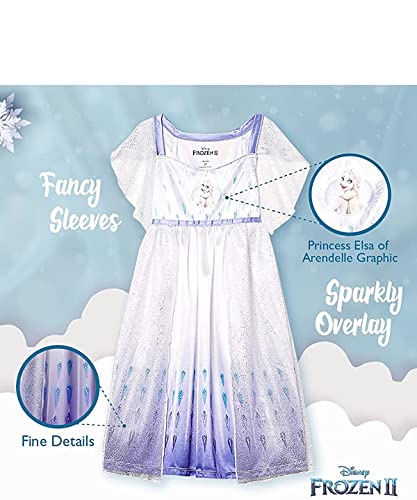 Disney Girls' Frozen Fantasy Nightgown Princess Elsa Dress Pajama, White - Elsa Epilogue, Size 44