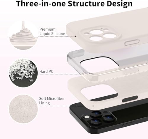Image of DIZORO Compatible for iPhone 16 Pro Max Case 6.9, Slim Liquid Silicone 3 Layers Full Covered Soft Gel Rubber Phone Case Protective Cover 6.9 Inch - Stone