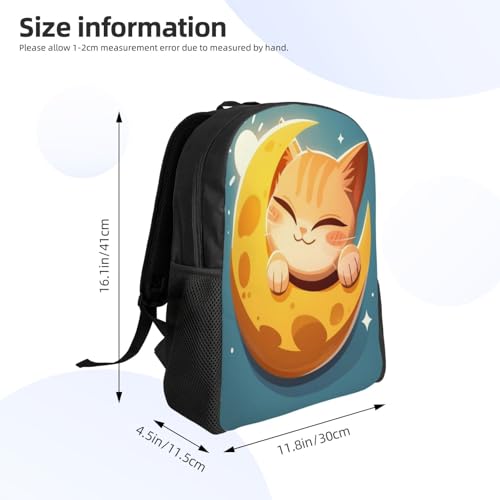 Waterproof Backpack Cat Moon Sleeping 16Inch Unisex Backpack Gym Casual Daypack for Women Men Gift4