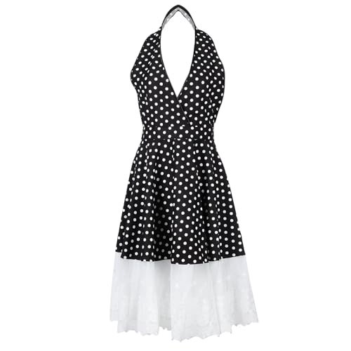 Tablier cuisine style retro femme vintage noir pois Uonlytech en tissu respirant confortable