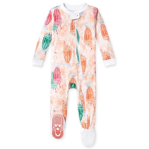 Image of Burt's Bees Baby Baby Girls Sleeper Pajamas, 100% Organic Cotton, One-piece PJs, Diagonal Zip Up Jumpsuit, Snug Fit Footie