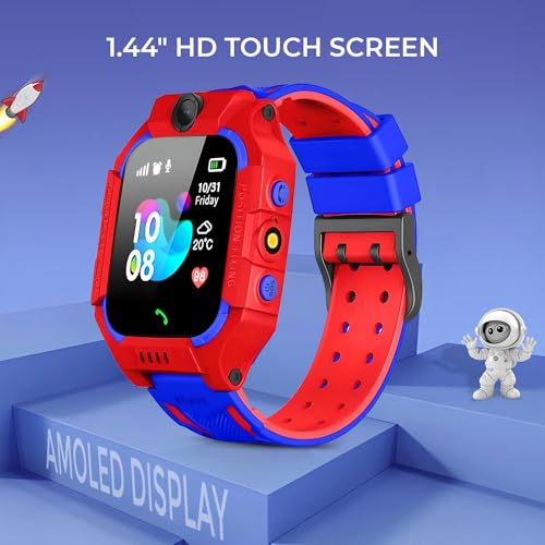 Image of GameSir Kids Smartwatch for Boys & Girls, Men & Women, Sim Card Support, Location Tracker /GPS System, Music Player, Camera, Video,Notification, Alarm, Waterproof, Calling Smart Watch-Red
