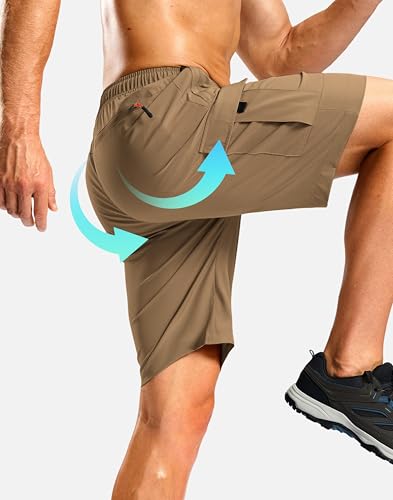 Image of Pudolla Men's Hiking Cargo Shorts with 5 Pockets Lightweight Casual Shorts