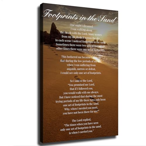Hekdi Footprints on the Beach Inspirational Quotes Encouraging Words Poster