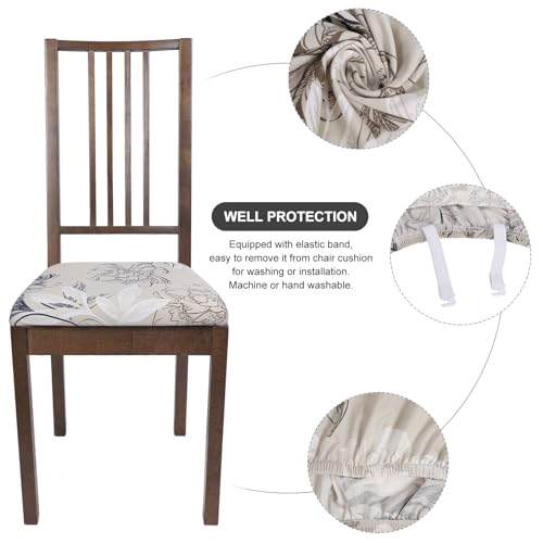 Image of SearchI Seat Covers for Dining Room Chairs Stretch Printed Chair Seat Covers Set of 4, Removable Washable Upholstered Chair Seat Protector Slipcovers for Kitchen, Office(Modern Abstract Floral)