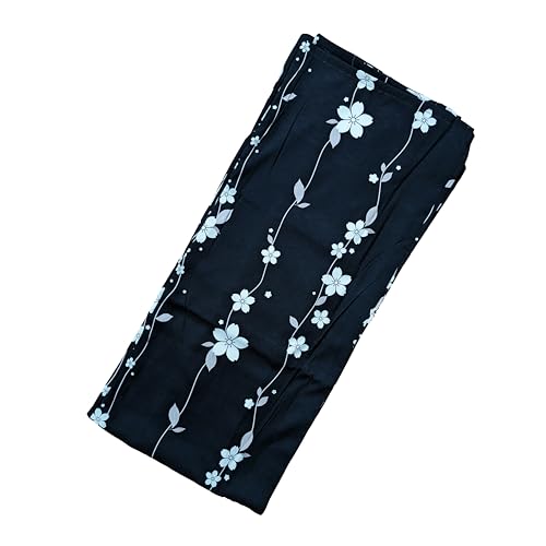 Modern Sakura Women's Authentic Traditional Japanese Yukata Plus Size, aka Casual Kimono, Simple Cherry Blossoms in Black
