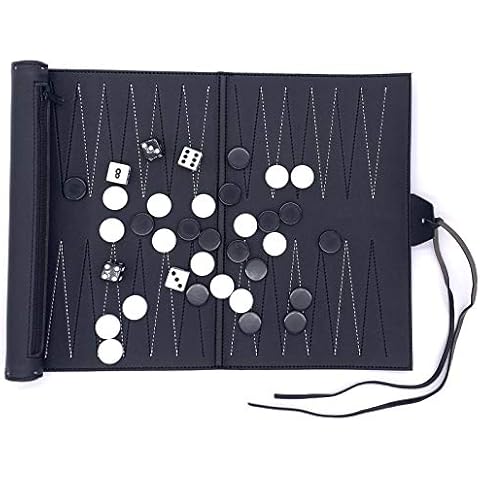 Reise-Backgammon-Set - PU-Leder Backgammon-Sets - aufrollbares Reise-Backgammon-Spiel - taktische Brettspiel-Ideen Cover