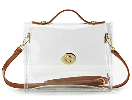 Clear Bag with Turn Lock Closure Women's Cross Body Handbags Stadium Approved