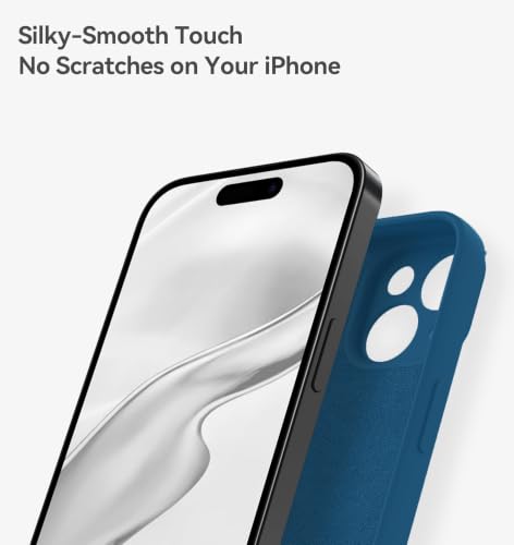 Image of DIZORO Square Microfiber Candy Case Compatible for iPhone 14 Plus Shockproof Slim Back Cover Liquid Silicone Case - Blue