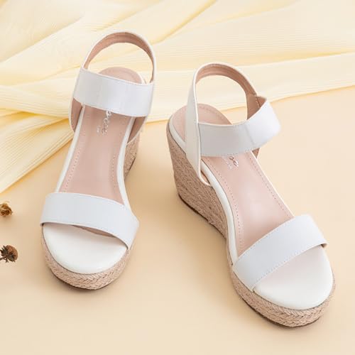 Image of Vepose Women's Open Toe Espadrille Wedge Sandals with Ankle Strap 881