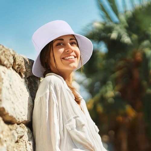 Image of 36 /24 /12 Pcs Bucket Hats for Men Women Bulk Cotton Fishing Cap UV Protection Beach Foldable Solid Color Sun Cap